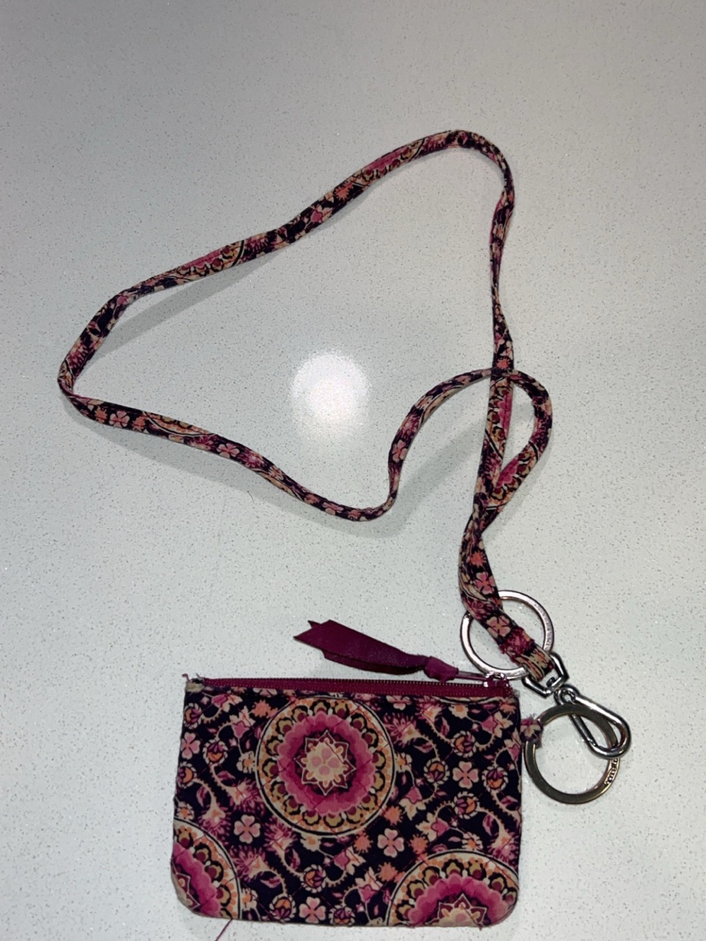 Vera Bradley Pink Floral Key Card Holder with Lanyard